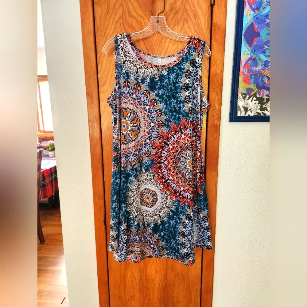 Colorful Mandala Sleeveless Dress Size Xtra Large